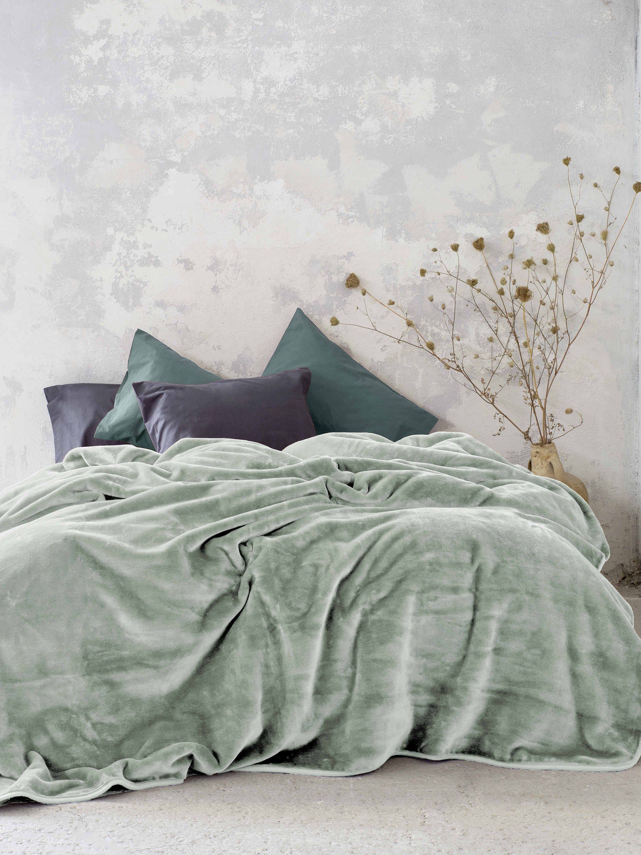 Κουβέρτα Βελουτέ Υπέρδιπλη 220x240 Nima Home Coperta Sage-Green